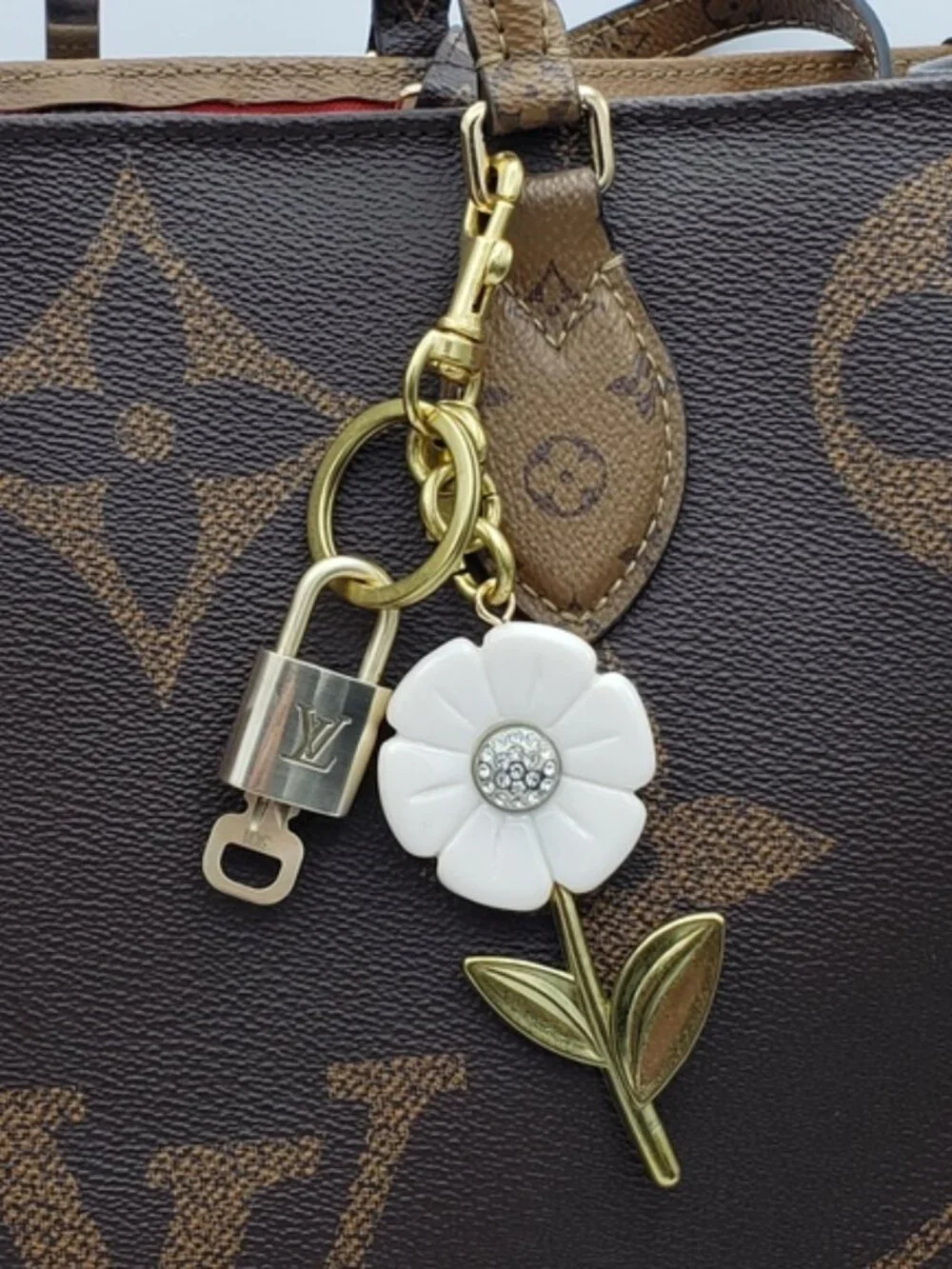 Authentic Louis Vuitton Gold Lock 🔒 Unbranded Flower Keychain Bag Charm LV